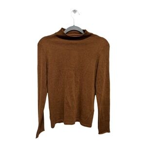 Esqualo Wool Blend Brown Mock Neck Sweater Size Small NWT Layering Minimalist